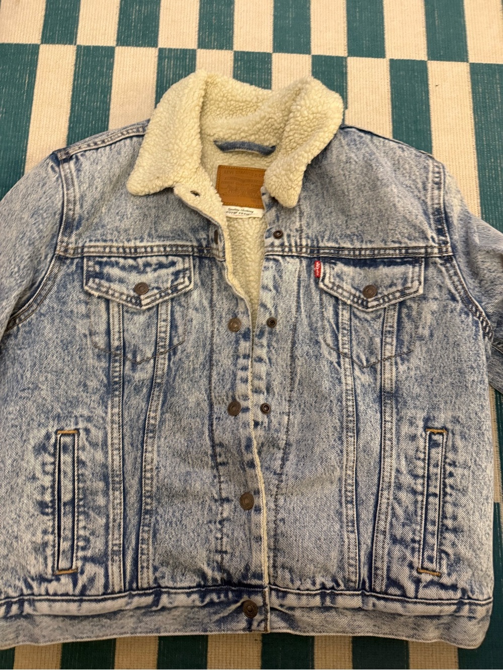 Levi's Light Blue Denim Sherpa Jacket with Cream Lining